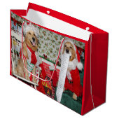 Golden Retriever Santa en Mrs Claus Large Cadeauzakje (Voorkant Gekanteld)