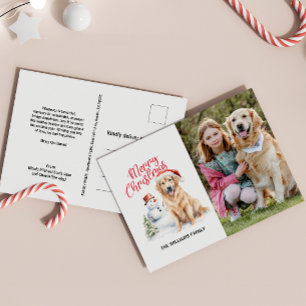 GOLDEN RETRIEVER SANTA HAT KERSTMIS SINGLE FOTO FEESTDAGENKAART