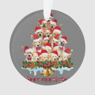 Golden Retriever Santa Hat Xmas Dogs Merry Christm Ornament