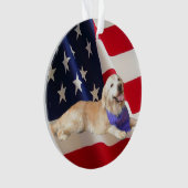 Golden Retriever Sassy American Flag Ornament (voorkant)