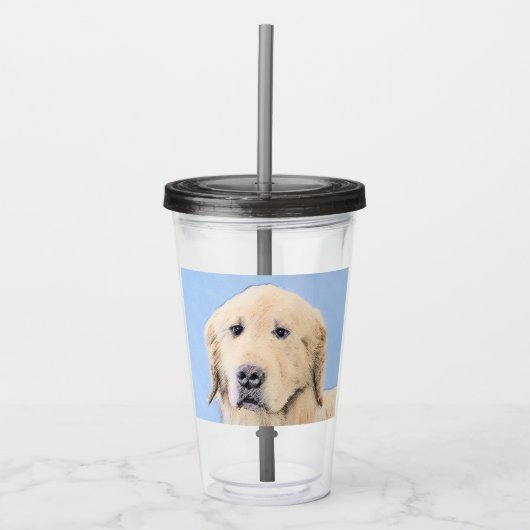 Golden Retriever schilderen - Kute Original Dog Ar Acryl Drinkbeker (Voorkant)