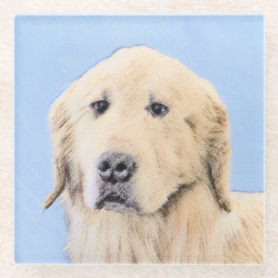 Golden Retriever schilderen - Kute Original Dog Ar Glazen Onderzetter