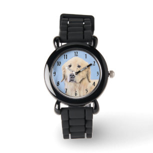 Golden Retriever schilderen - Kute Original Dog Ar Horloge