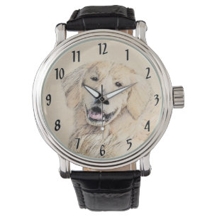 Golden Retriever schilderen - Kute Original Dog Ar Horloge