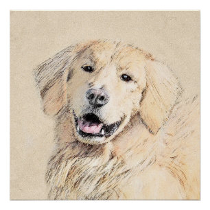Golden Retriever schilderen - Kute Original Dog Ar Perfect Poster