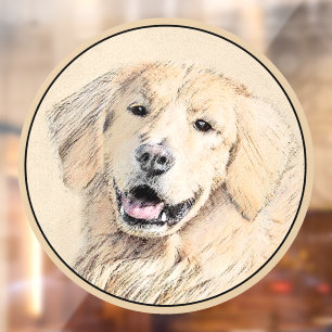 Golden Retriever schilderen - Kute Original Dog Ar Raamsticker
