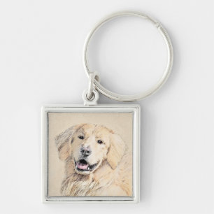 Golden Retriever schilderen - Kute Original Dog Ar Sleutelhanger