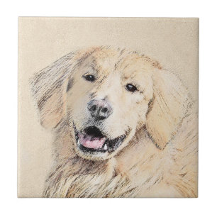 Golden Retriever schilderen - Kute Original Dog Ar Tegeltje
