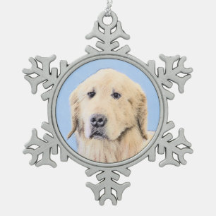 Golden Retriever schilderen - Kute Original Dog Ar Tin Sneeuwvlok Ornament