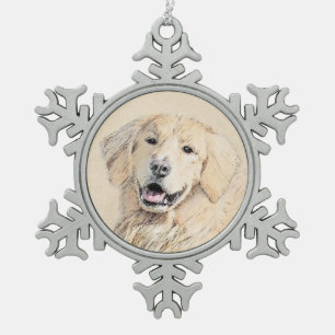 Golden Retriever schilderen - Kute Original Dog Ar Tin Sneeuwvlok Ornament