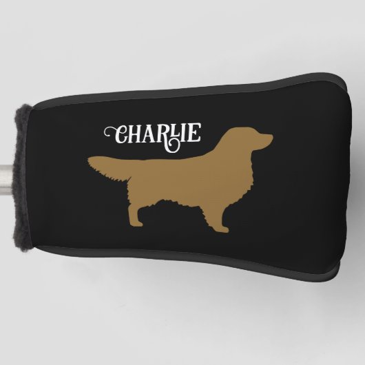 Golden Retriever Silhouet met aangepaste naam Golfheadcover (Voorkant)