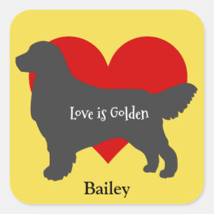 Golden Retriever Silhouette Love is Golden Vierkante Sticker