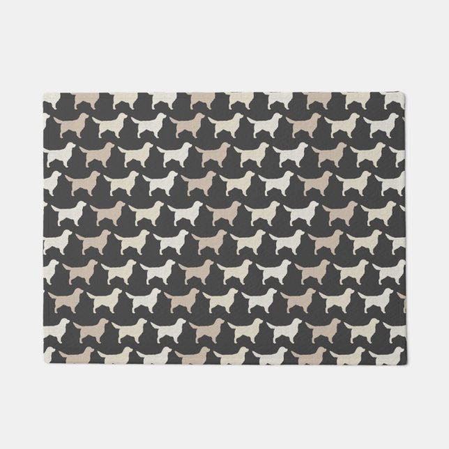 Golden Retriever Silhouettes Pattern | Kute honden Deurmat (Voorkant)