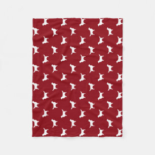 Golden Retriever Silhouettes Pattern Red en White Fleece Deken
