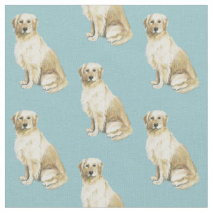 Golden Retriever Sitting Dog Art Fabric Stof