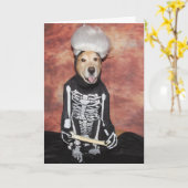 Golden Retriever Skeleton Fun Halloween Kaart (Gele Bloem)