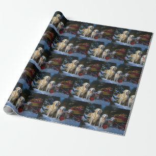 Golden Retriever Sneeuw Slede Kerst Decoratie Cadeaupapier