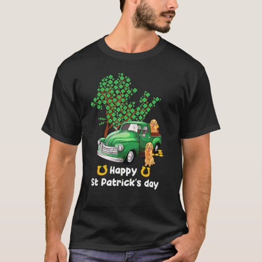 Golden Retriever St Patricks Day Truck Shamrock Pa T-shirt (Voorkant)