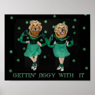 Golden Retriever Stepdancers die er mee bezig zijn Poster