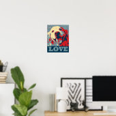 Golden Retriever Styliszed Love Poster (Bureau à domicile)