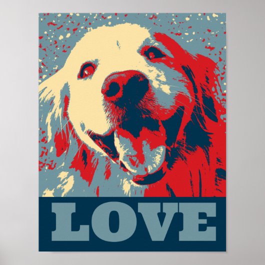 Golden Retriever Styliszed Love Poster (Devant)