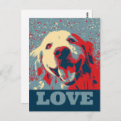 Golden Retriever Stylized Love Briefkaart (Voorkant / Achterkant)