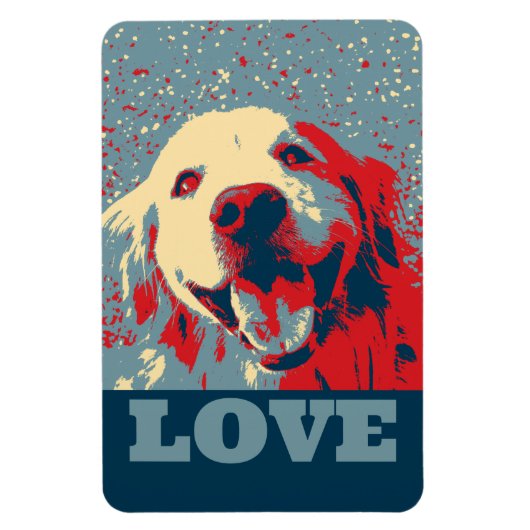 Golden Retriever Stylized Love Magneet (Verticaal)