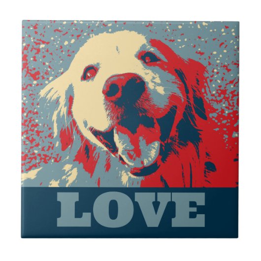 Golden Retriever Stylized Love Tegeltje (Voorkant)