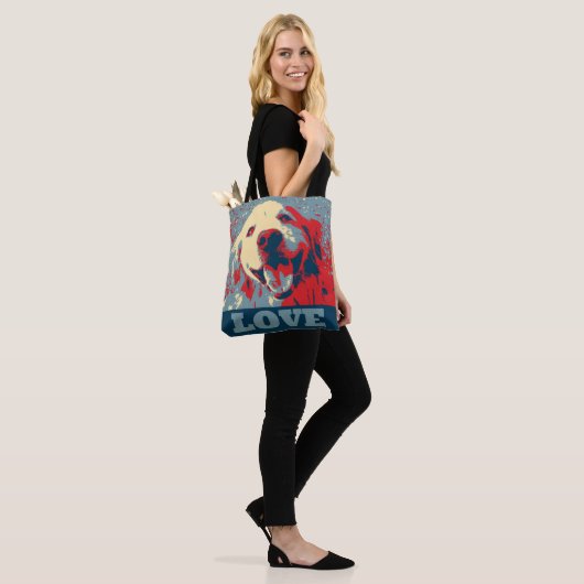 Golden Retriever Stylized Love Tote Bag (Op model)