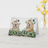 Golden Retriever Succes met St. Patrick's Day Kaart (Gele Bloem)