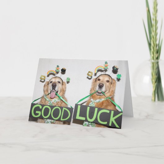 Golden Retriever Succes met St. Patrick's Day Kaart (Voorkant)