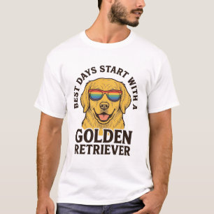 Golden Retriever T-shirt met Retro Zonnebril Hond