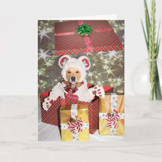 Golden Retriever Teddy Bear Gift Feestdagen Kaart (Voorkant)