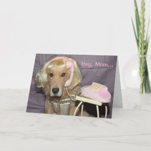 Golden Retriever telefoontje naar mama Moederdag Kaart