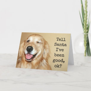 Golden Retriever "Tell Santa" kerstKaart Feestdagen Kaart