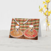 Golden Retriever Thanksgiving Pies Kaart (Gele Bloem)