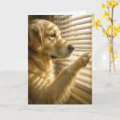 Golden Retriever Thinking of You Kaart (Gele Bloem)