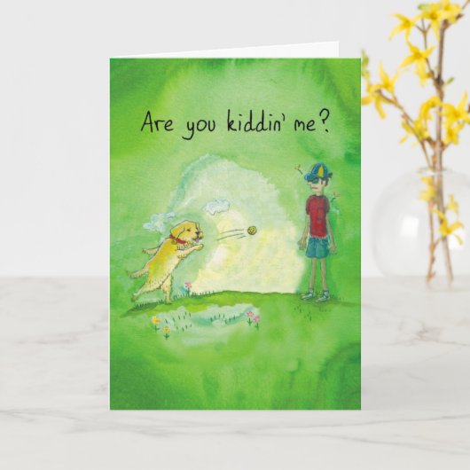 Golden Retriever Thrower - Funny Boss's Day Kaart (Gele Bloem)