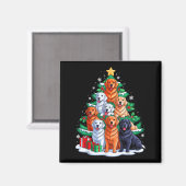Golden Retriever Tree Christmas Xmas Squad Mannen Magneet (Voorkant / Achterkant)
