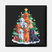 Golden Retriever Tree Christmas Xmas Squad Mannen Magneet (Voorkant)
