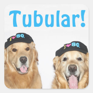 Golden Retriever Tubular 80's Vierkante Sticker