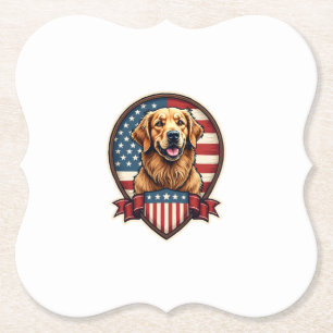 Golden Retriever USA trots vintage honden T-shirt Kartonnen Onderzetters