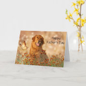 Golden retriever Vaderdag Kaart (Gele Bloem)