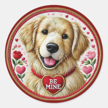 Golden Retriever Valentijn Sticker Art