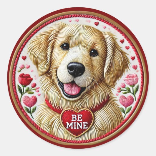 Golden Retriever Valentijn Sticker Art (Voorkant)