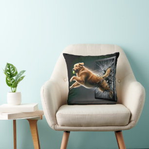 Golden Retriever verbrijzelen van een tablet scher Kussen