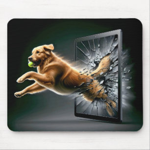 Golden Retriever verbrijzelen van een tablet scher Muismat