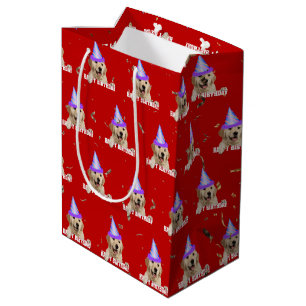 Golden Retriever verjaardag met confetti Medium Cadeauzakje