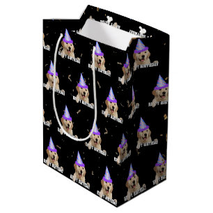 Golden Retriever verjaardag met confetti Medium Cadeauzakje