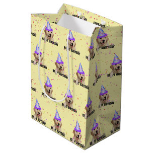 Golden Retriever verjaardag met confetti Medium Cadeauzakje